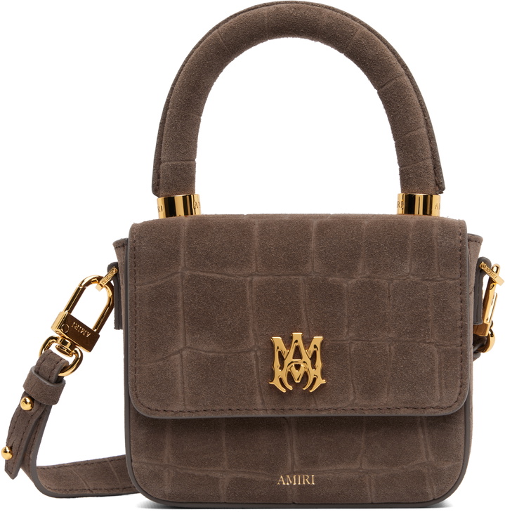 Photo: AMIRI Brown Croc Suede Micro MA Bag