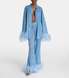 Oséree Lumière Plumage feather-trimmed shirt