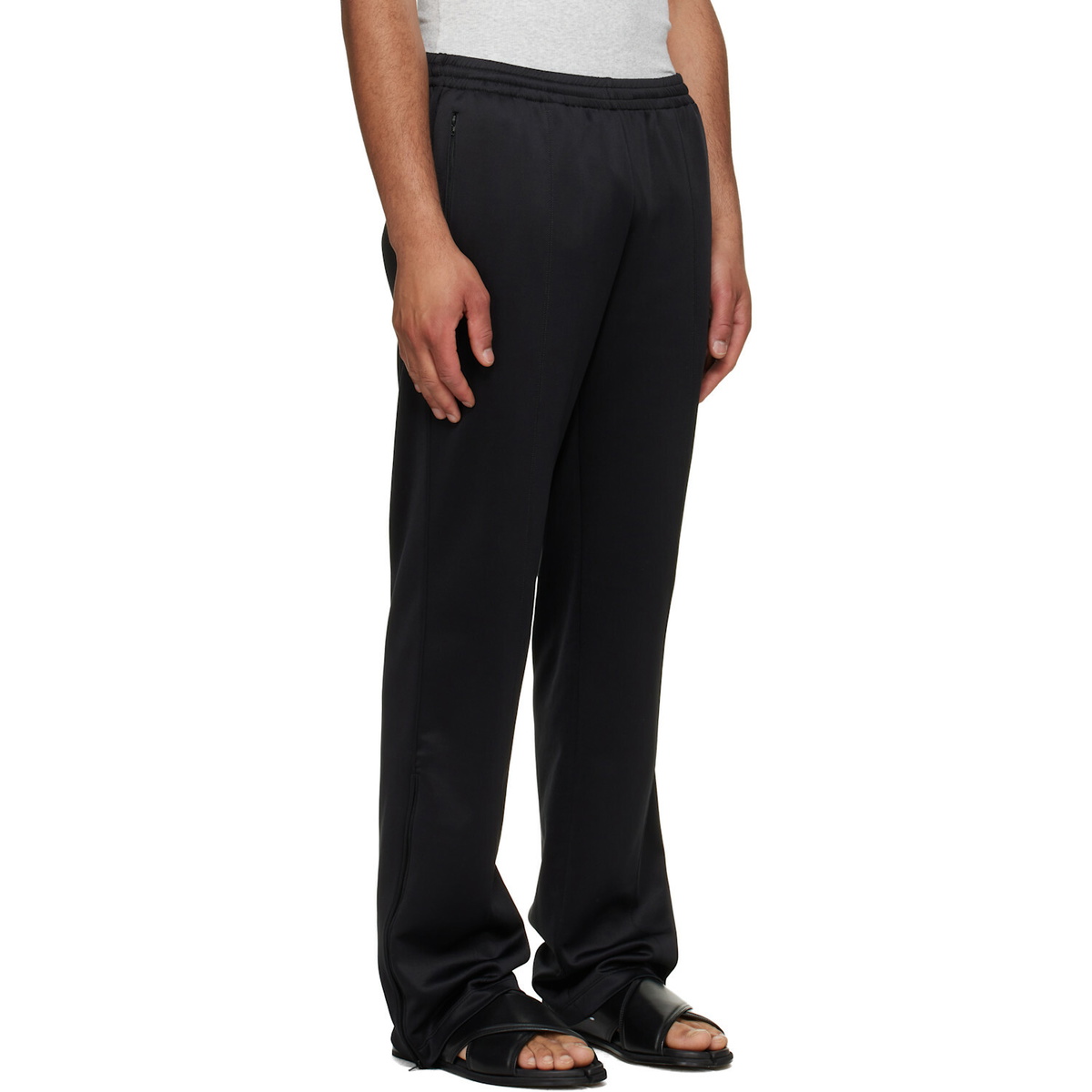 MM6 Maison Margiela Black Embroidered Logo Trousers