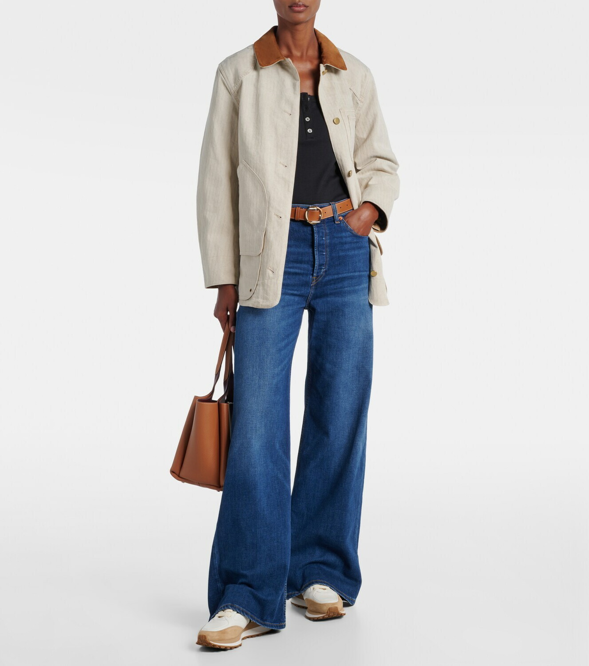 Veronica Beard Valentina suede-trimmed leather sneakers