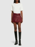 FERRARI - Leather & Suede Pleated Mini Skirt