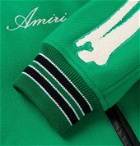 AMIRI - Logo-Embroidered Appliquéd Fleece Bomber Jacket - Green