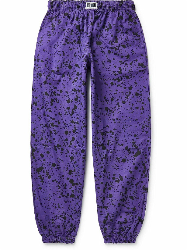 Photo: Y,IWO - Tapered Printed Cotton-Ripstop Track Pants - Purple