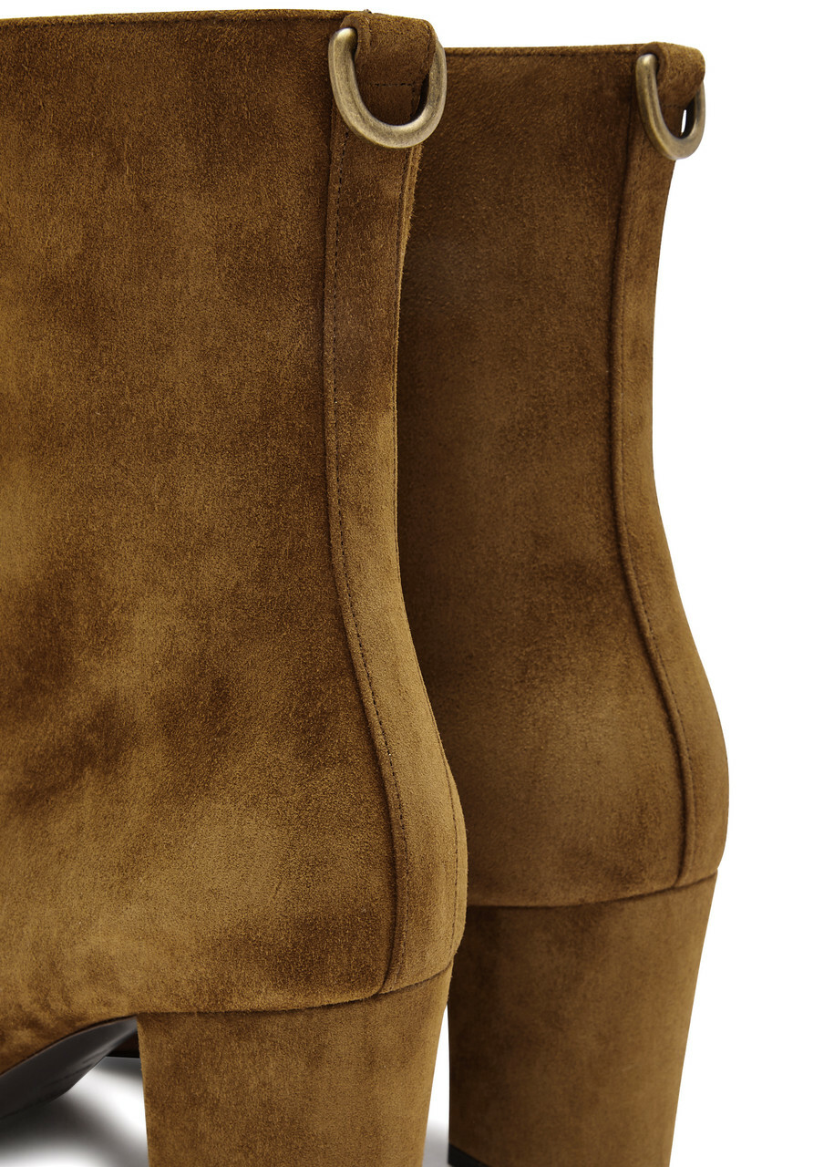 Saint Laurent Betty 70 Suede Ankle Boots Brown Saint Laurent display picture 1