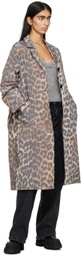 GANNI Brown Leopard Trench Coat