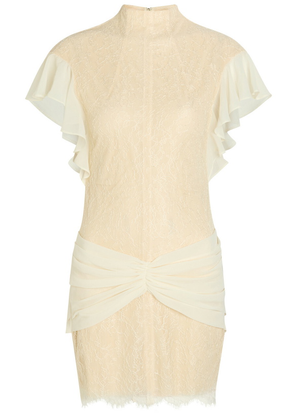 Photo: DE LA Vali Noor Ruffled Lace Mini Dress Ivory