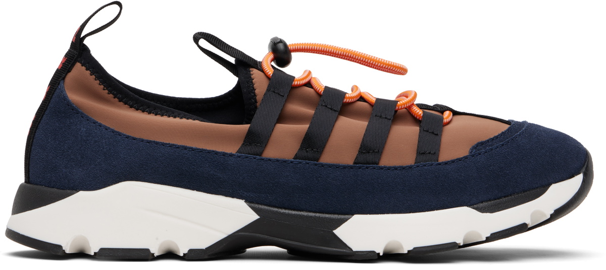 Marni Brown & Navy Lycra Lace-Up Running Sneakers