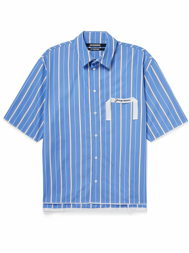 Photo: Jacquemus - Webbing-Trimmed Striped Poplin Shirt - Blue