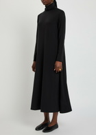 Eileen Fisher Turtle-neck Jersey Midi Dress Black