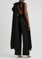 Roksanda Valerya Cape-effect Wool Jumpsuit Black