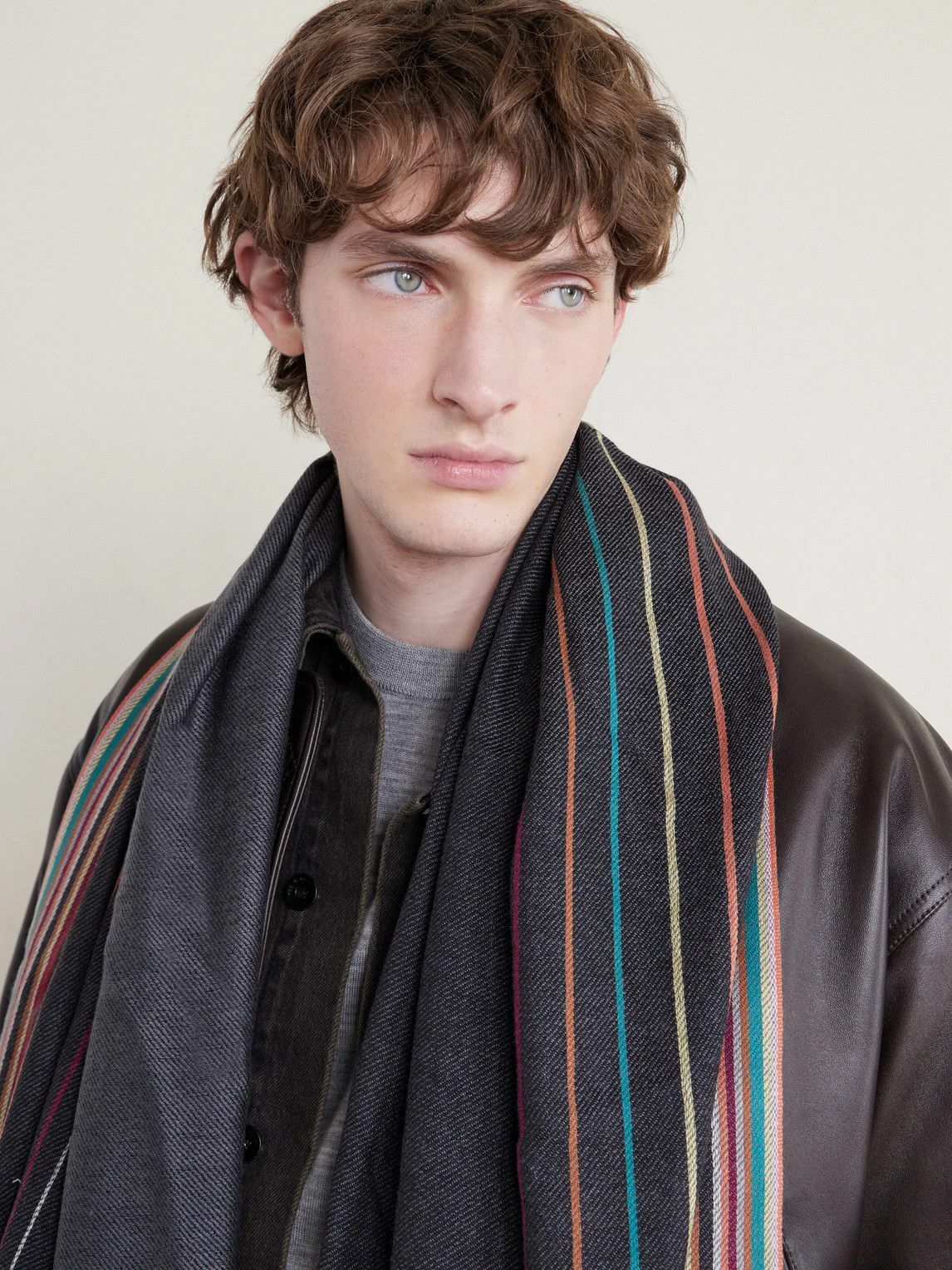 Paul Smith - Fringed Striped Wool and Silk-Blend Scarf