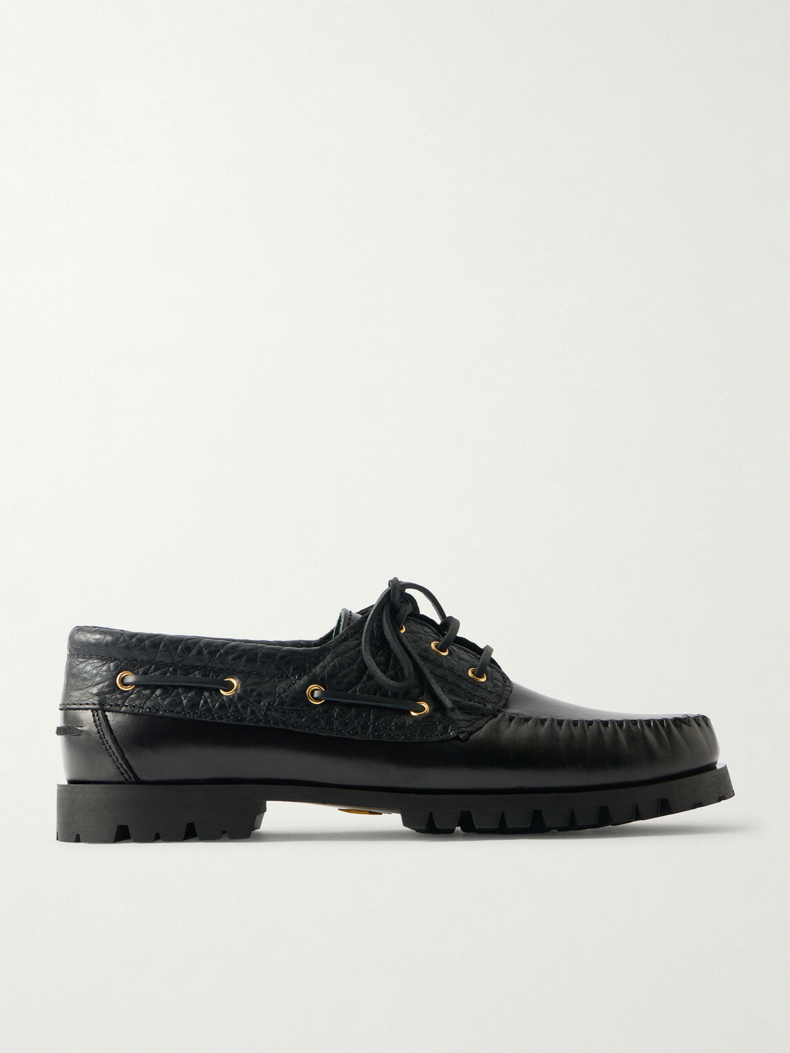 VINNY's - Aztec Leather Boat Shoes - Black