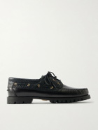VINNY's - Aztec Leather Boat Shoes - Black
