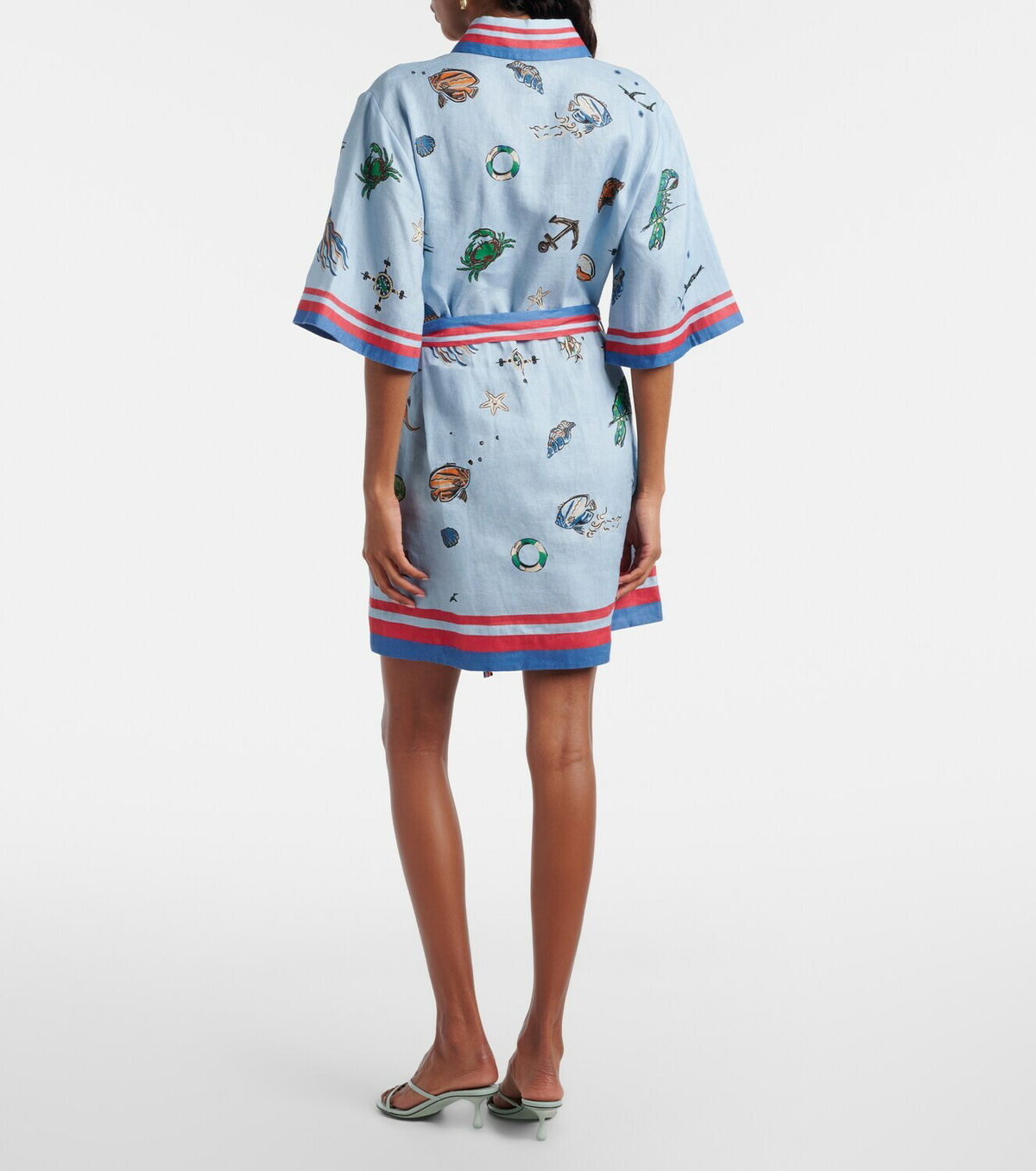 Alémais Printed belted linen shirt dress