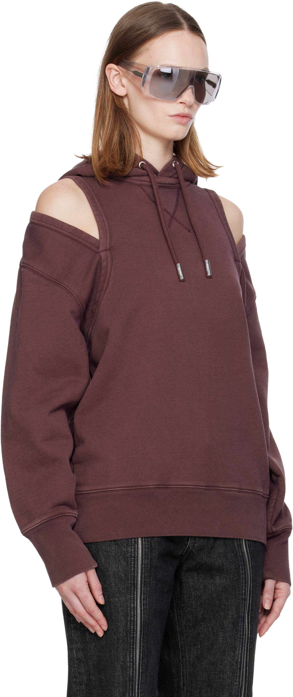 Jean Paul Gaultier Burgundy Cut Out Hoodie
