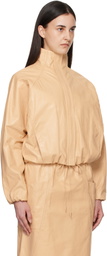 ALAÏA Beige Calfskin Windbreaker Jacket