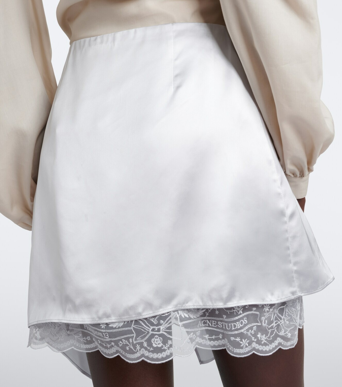 Acne Studios Layered lace-trimmed satin miniskirt