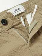 Mr P. - Straight-Leg Organic Cotton-Seersucker Drawstring Shorts - Neutrals