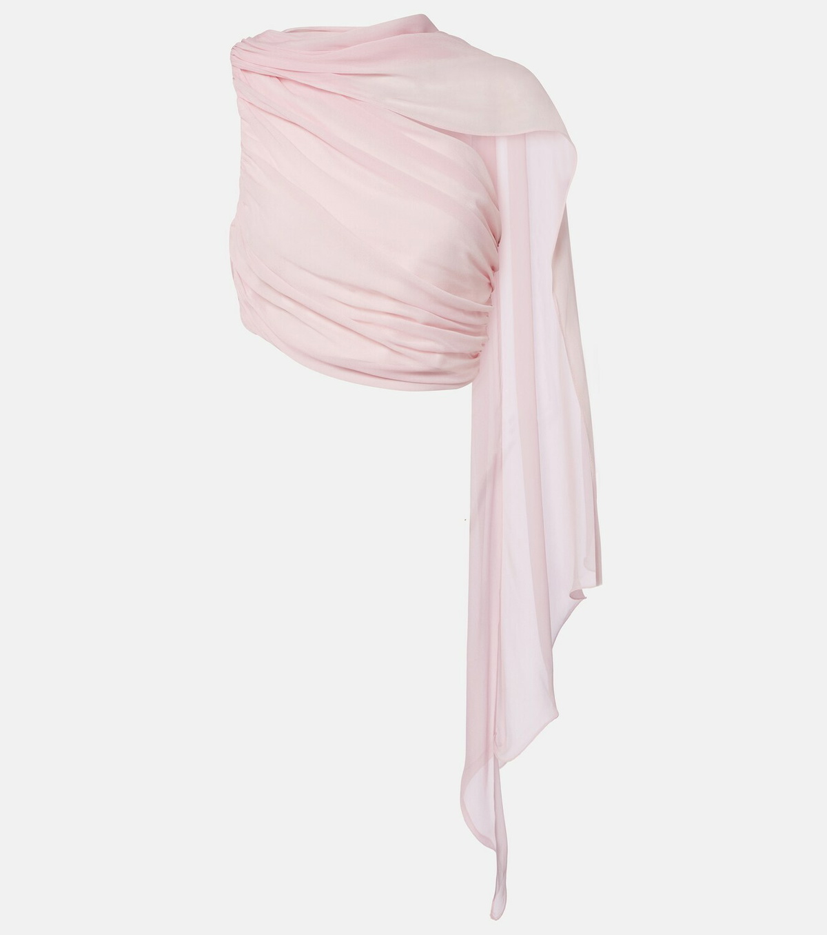 Posse Solene gathered scarf-detail mesh top