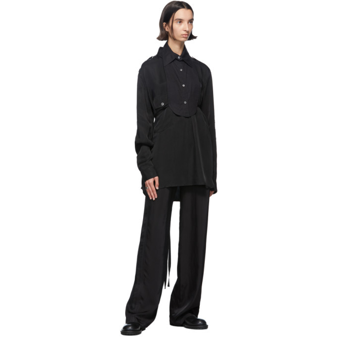 Ann Demeulemeester Black Misplaced Button Down Shirt Ann 