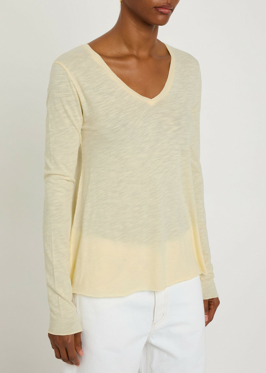 American Vintage Jacksonville Slubbed Cotton-blend top Yellow