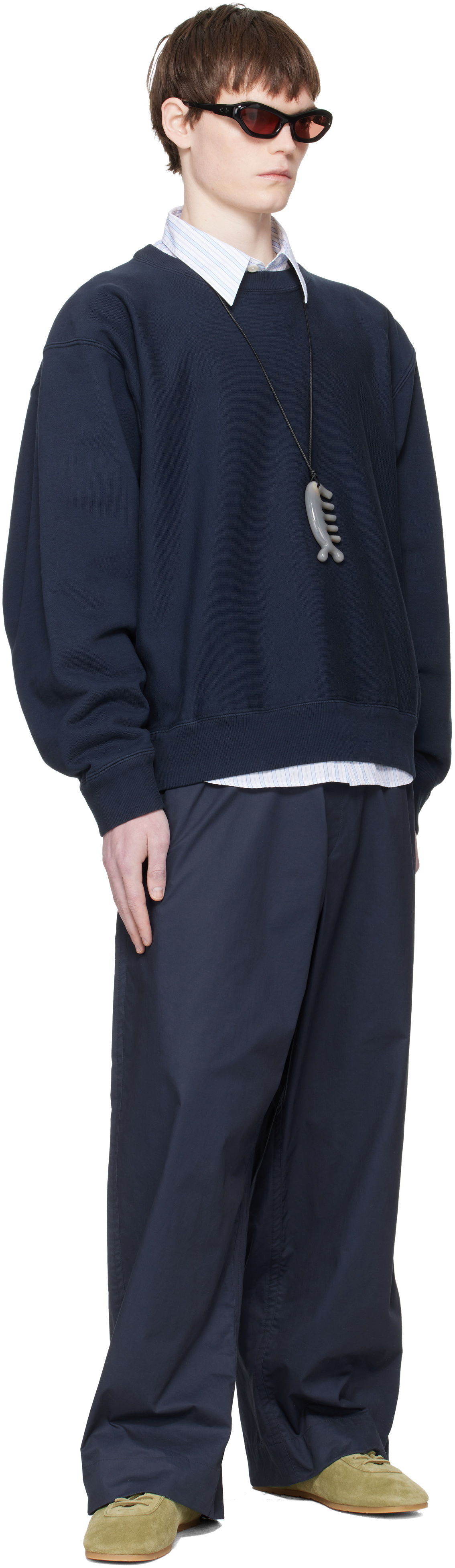 Hed Mayner Navy Drawstring Trousers