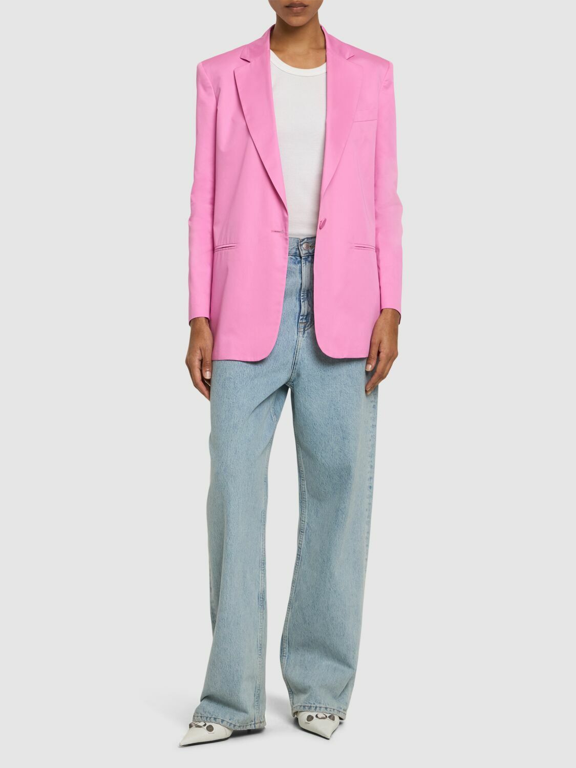 THE ANDAMANE Guia Cotton Satin Oversize Blazer The Andamane