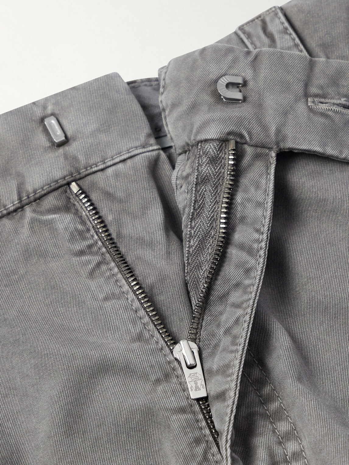 Brunello Cucinelli - Slim-Fit Tapered Cotton-Twill Cargo Trousers - Gray