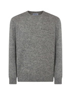 MC2 Saint Barth Man Grey Mélange Stretch Wool Sweater With St. Barth Embroidery