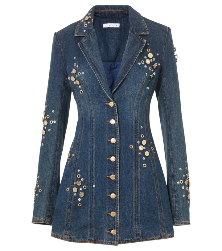Photo: Area Crystal-embellished denim blazer dress