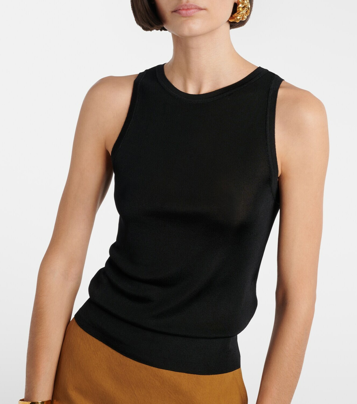 Saint Laurent Ribbed-knit jersey tank top