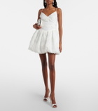 Self-Portrait Floral-appliqué organza minidress