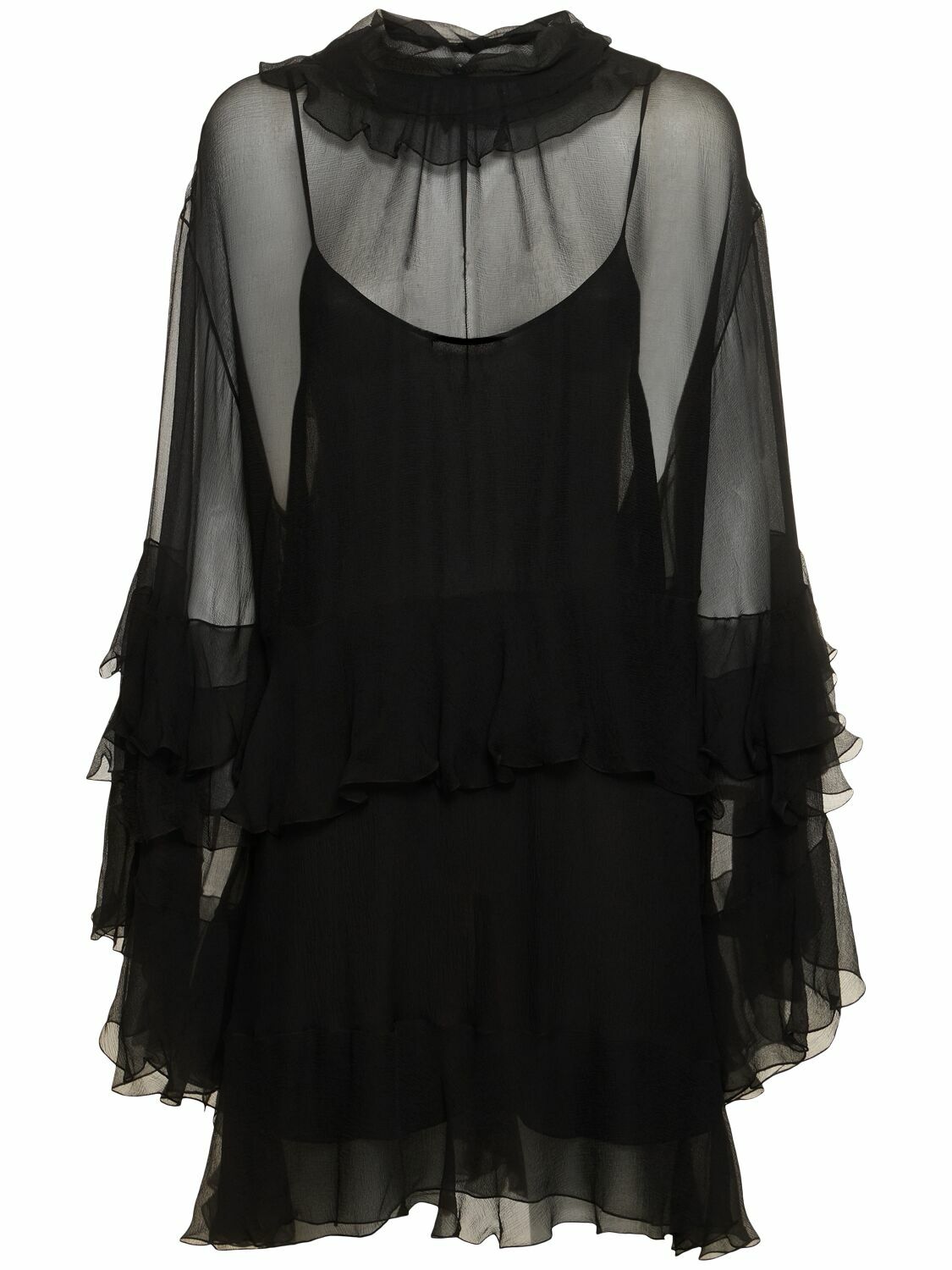 CHLOÉ Ruffled Sheer Mini Dress