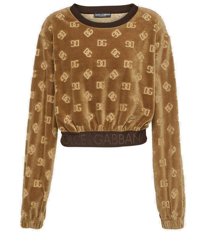 Photo: Dolce&Gabbana DG cropped velvet sweatshirt
