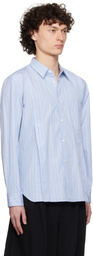 Comme des Garçons Homme Deux Blue Cotton Broad Stripe Shirt