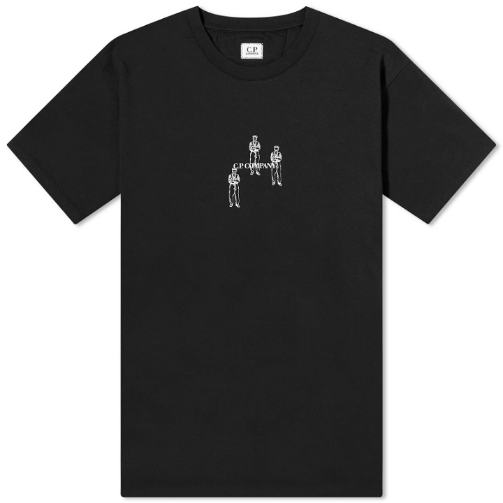 Photo: C.P. Company Men's 30/1 Jersey Relaxed Graphic T-Shirt in Black