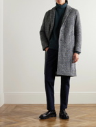 Mr P. - Checked Brushed Wool-Blend Overcoat - Blue