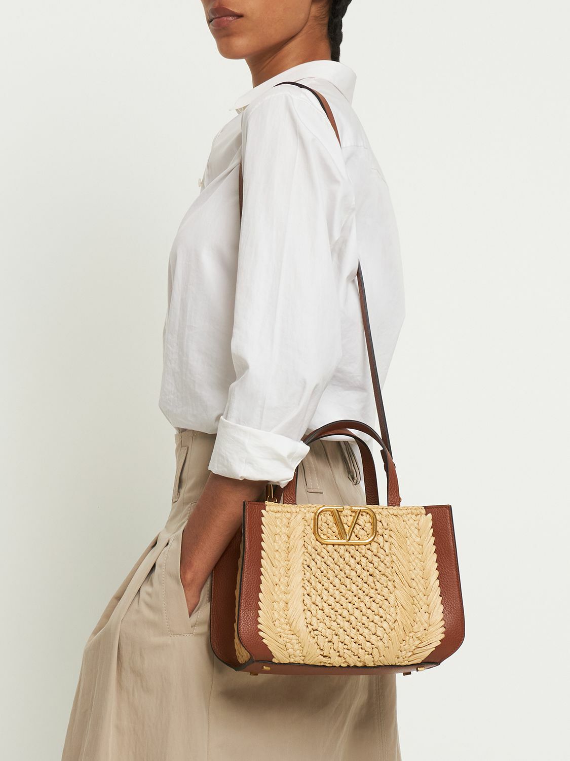VALENTINO GARAVANI - Vlogo Signature Crochet Raffia Tote Bag