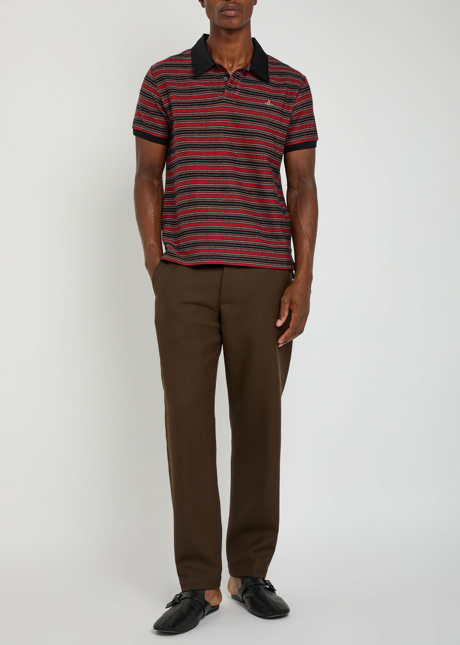 Vivienne Westwood Striped Logo Cotton Polo Shirt Red