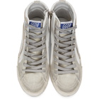 Golden Goose White and Grey Slide High-Top Sneakers