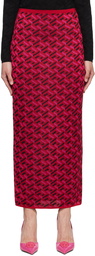 Versace Red La Greca Midi Skirt