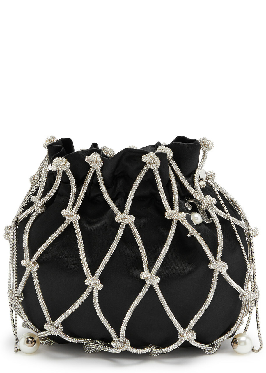 Rosantica Selene Capri Embellished Satin Pouch - Black And Silver - One Size
