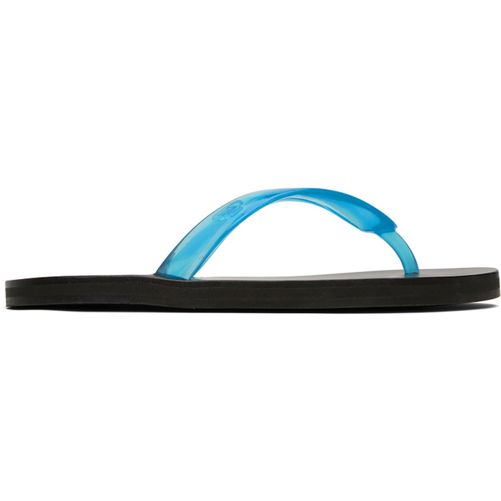Photo: Ancient Greek Sandals Blue Saionara Jelly Flip-Flops