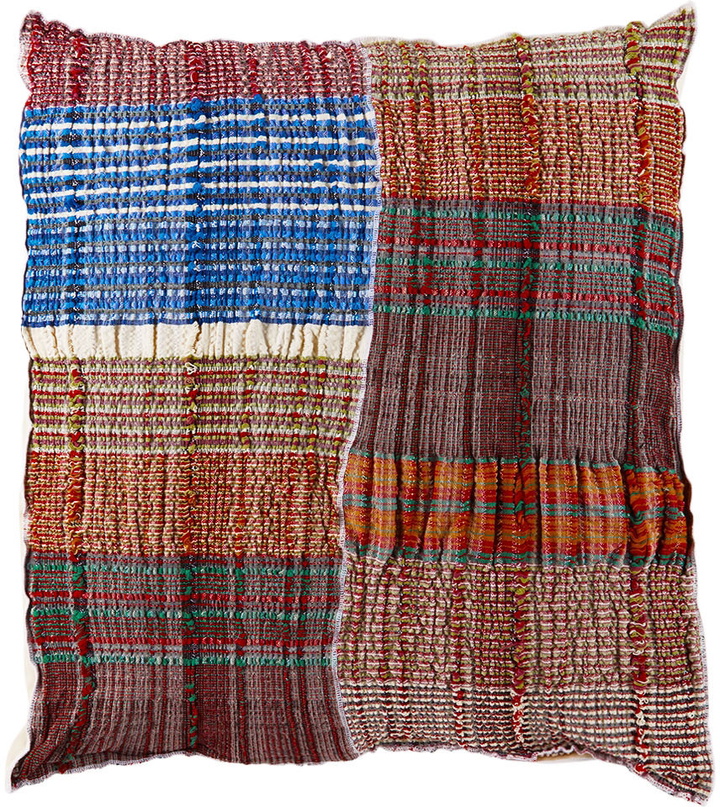 Photo: Luna Del Pinal Multicolor Mixed Lines Stretch Weave Floor Cushion