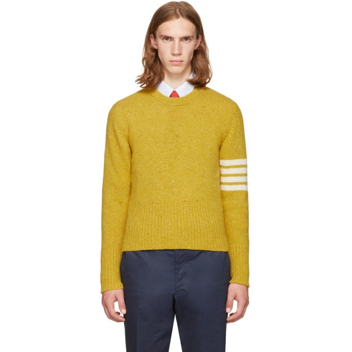 Photo: Thom Browne Yellow Classic Mohair Crewneck Pullover