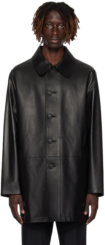 Photo: Dunhill Black Harness Leather Jacket