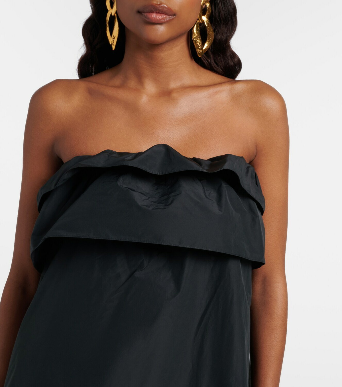 Saint Laurent Tiered canvas cocktail dress