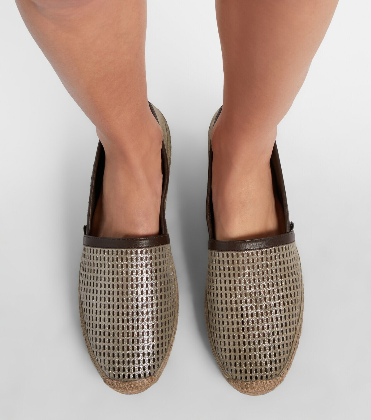 Brunello Cucinelli Perforated leather and suede espadrilles