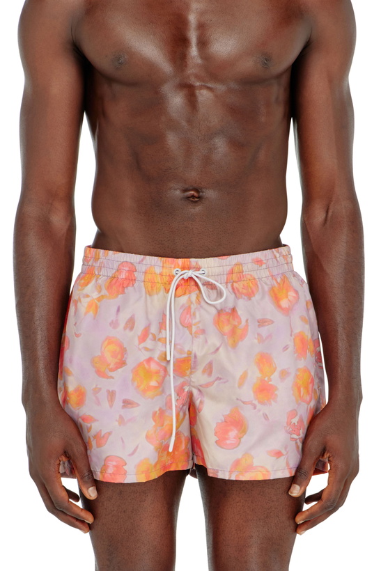 Photo: Diesel Metallic swim shorts with floral print - Swim shorts Mens in Violet