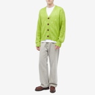 Late Checkout Distressed Mohair Cardigan in Green